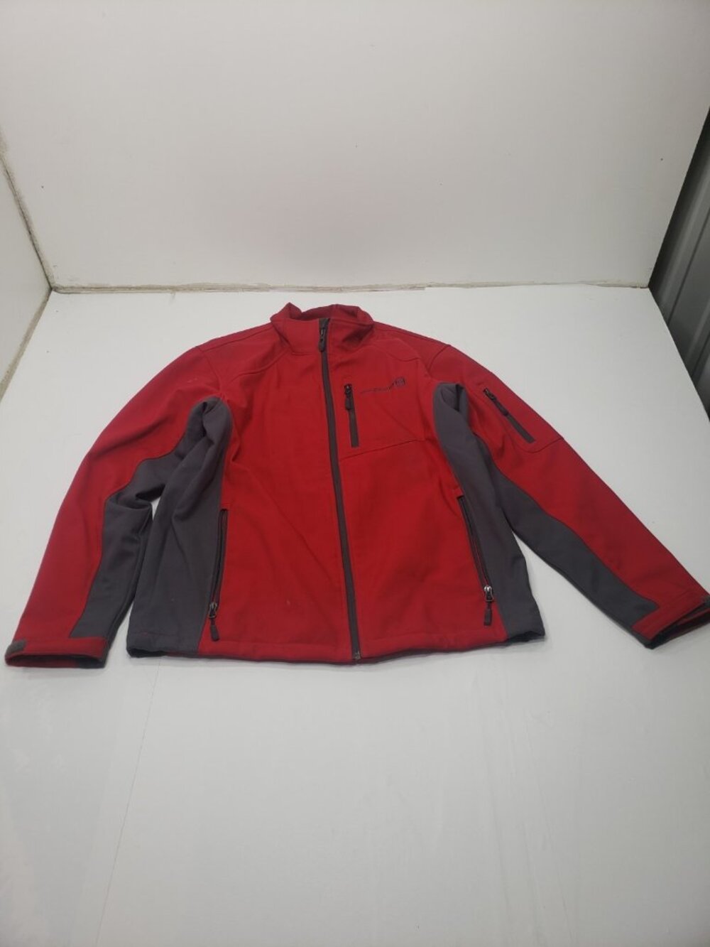 Free Country Jacket Mens Large Red Softshell Fleece Lined Full Zip Pockets